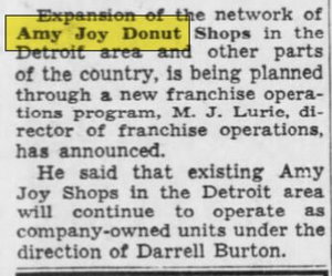 Amy Joy Donuts - Aug 04 1959 Article (newer photo)